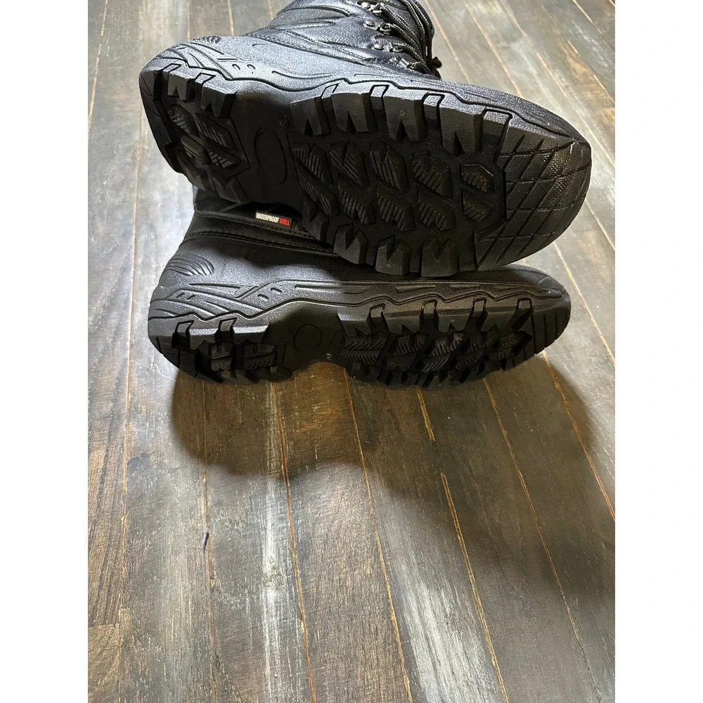 Polar Range Mens Snow Boots Waterproof Winter Hiking Work Boots Black